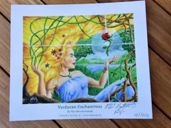 LIMITED EDITION /500 Signed MTG/Magic Alpha/Beta Verduran Enchantress Print - Image 1
