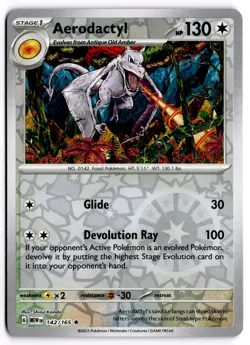 Pokemon TCG Aerodactyl 142/165 SV: Scarlet & Violet 151 Rare Reverse Holo NM - Image 1