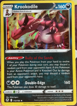 Krookodile Holo Rare - 113/195 - Silver Tempest Pokemon 2022 - Image 1