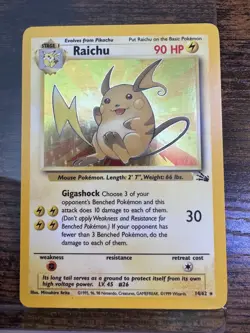 Pokemon TCG Raichu 14/62 Fossil Holo Rare 1999: LP/NM. Free shipping! - Image 1