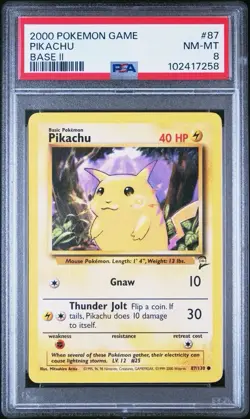 2000 Pokemon Base 2 # 87 Pikachu PSA 8 Card NM-MINT Trusted Seller! Free Ship! - Image 1