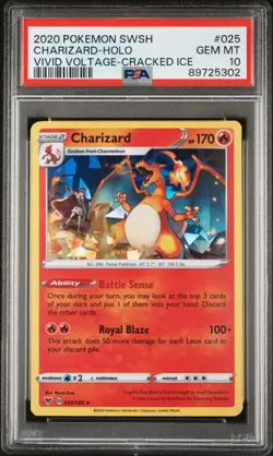 2020 CHARIZARD VIVID VOLTAGE CRACKED ICE HOLO PSA 10 GEM MINT #025 POKEMON TCG - Image 1