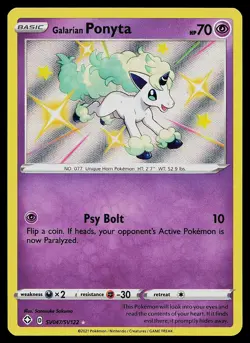 Pokemon Card - Galarian Ponyta Shining Fates SV047/SV122 Shiny Holo Rare - Image 1