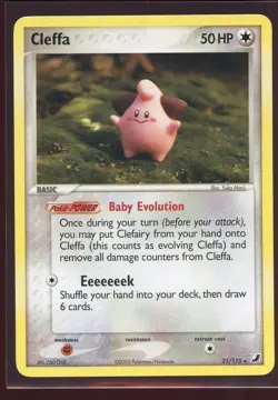 Cleffa Non-Holo Rare NM 21/115 EX Unseen Forces Yuka Morii Pokemon - Image 1