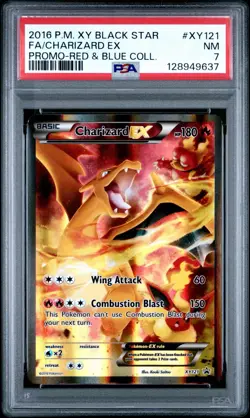 2016 POKEMON XY BLACK STAR PROMO RED & BLUE COLL FULL ART/CHARIZARD EX PSA 7 - Image 1