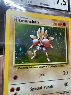 Hitmonchan Pokemon 1999 Base Set 7/102 Holographic Rare Vintage Original - Image 2