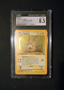 1999 Pokemon TCG Fossil 1st Edition Raichu 14/62 Holo Rare - CGC NM/Mint+ 8.5 - Image 1