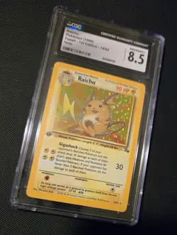 1999 Pokemon TCG Fossil 1st Edition Raichu 14/62 Holo Rare - CGC NM/Mint+ 8.5 - Image 2