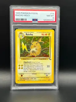 PSA NM-MT 8- RAICHU 14/62-HOLO RARE Pokemon 1999 POKEMON FOSSIL - Image 1