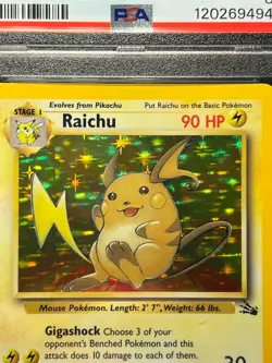 PSA NM-MT 8- RAICHU 14/62-HOLO RARE Pokemon 1999 POKEMON FOSSIL - Image 2