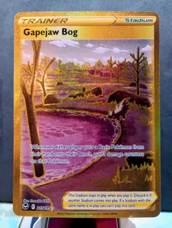 Pokemon TCG Gapejaw Bog #213/195 SWSH Silver Tempest Secret Rare Gold - Image 1