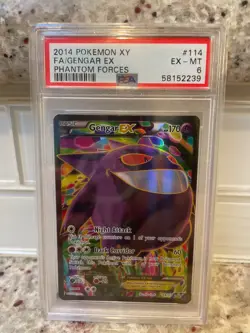 2014 POKEMON XY PHANTOM FORCES #114 FULL ART/GENGAR EX PSA 6 - Image 1