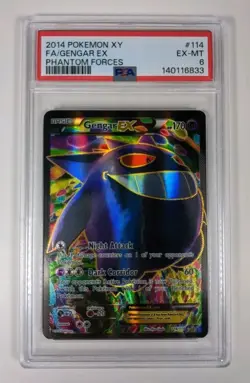 2014 POKEMON XY PHANTOM FORCES #114 FULL ART/GENGAR EX PSA 6 - Image 1