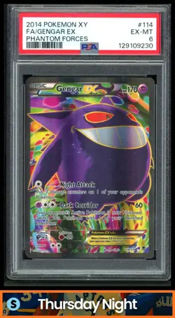 2014 POKEMON XY PHANTOM FORCES #114/119 GENGAR EX FULL ART ULTRA RARE PSA 6 - Image 1