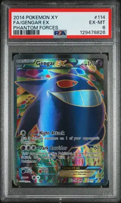 2014 POKEMON XY PHANTOM FORCES #114 FULL ART/GENGAR EX PSA 6 - Image 1