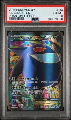 2014 POKEMON XY PHANTOM FORCES #114 FULL ART/GENGAR EX PSA 6 - Image 1