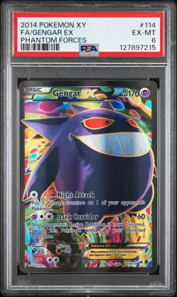 2014 POKEMON XY PHANTOM FORCES #114 FULL ART/GENGAR EX PSA 6 - Image 1