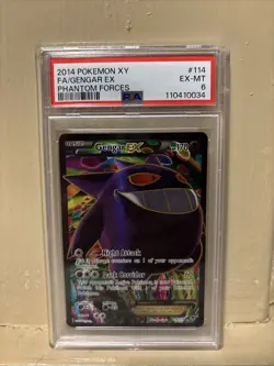 2014 POKEMON XY PHANTOM FORCES #114 FULL ART/GENGAR EX PSA 6 - Image 1