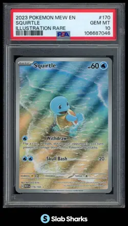 2023 POKEMON SV 151 - MEW EN #170/165 SQUIRTLE ILLUSTRATION RARE PSA 10 - Image 1