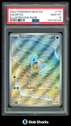 2023 POKEMON SV 151 - MEW EN #170/165 SQUIRTLE ILLUSTRATION RARE PSA 10 - Image 1