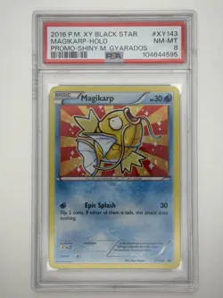 2016 POKEMON XY BLACK STAR PROMO SHINY MEGA GYARADOS #XY143 MAGIKARP-HOLO PSA 8 - Image 1