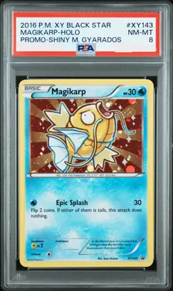 2016 POKEMON XY BLACK STAR PROMO SHINY MEGA GYARADOS #XY143 MAGIKARP-HOLO PSA 8 - Image 1