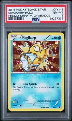 2016 POKEMON XY BLACK STAR PROMO SHINY MEGA GYARADOS #XY143 MAGIKARP-HOLO PSA 8 - Image 1