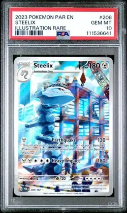 2023 POKEMON PAR EN-PARADOX RIFT ILLUSTRATION RARE #208 STEELIX PSA 10 - Image 1