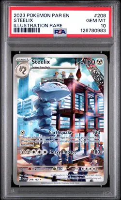 2023 POKEMON PAR EN-PARADOX RIFT ILLUSTRATION RARE #208 STEELIX PSA 10 - Image 1