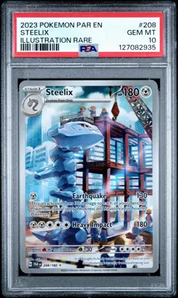 2023 POKEMON PAR EN-PARADOX RIFT ILLUSTRATION RARE #208 STEELIX PSA 10 - Image 1