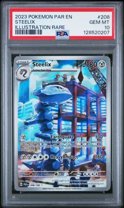 2023 POKEMON PAR EN-PARADOX RIFT ILLUSTRATION RARE #208 STEELIX PSA 10 - Image 1