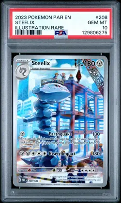 2023 POKEMON PAR EN-PARADOX RIFT ILLUSTRATION RARE #208 STEELIX PSA 10 - Image 1