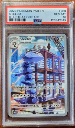 2023 POKEMON PAR EN-PARADOX RIFT ILLUSTRATION RARE #208 STEELIX PSA 10 GEM MINT! - Image 1