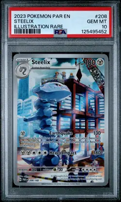 2023 POKEMON PAR EN-PARADOX RIFT ILLUSTRATION RARE #208 STEELIX PSA 10 - Image 1