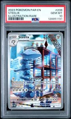 2023 POKEMON PAR EN-PARADOX RIFT ILLUSTRATION RARE #208 STEELIX PSA 10 - Image 1