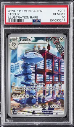 2023 POKEMON PAR EN-PARADOX RIFT ILLUSTRATION RARE #208 STEELIX PSA 10 - Image 1
