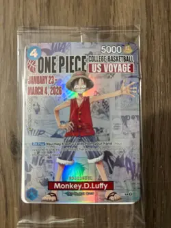 One Piece Monkey D. Luffy US Voyage College Basketball Promo Card - MINT, SEALED - Image 2
