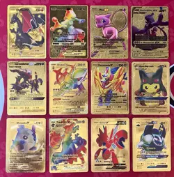 Pokemon Gold Foil (unofficial fan art) Card Lot! Charizard, Mewtwo, Arceus, Pika - Image 1
