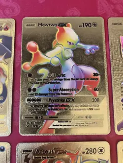 Pokemon Gold Foil (unofficial fan art) Card Lot! Charizard, Mewtwo, Arceus, Pika - Image 3