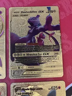 Pokemon Gold Foil (unofficial fan art) Card Lot! Charizard, Mewtwo, Arceus, Pika - Image 5