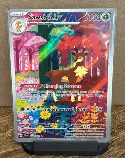 Pokemon TCG Sawsbuck Temporal Forces Illustration Card 166/162 MINT - Image 1