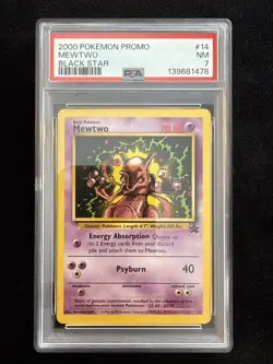 2000 Pokemon Promo Mewtwo Black Star PSA 7 #14 Looks Great - Image 1