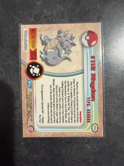 2000 TOPPS Chrome Pokemon Rhydon #112 Animation Series 2 HOLO FOIL BLUE LOGO - Image 2