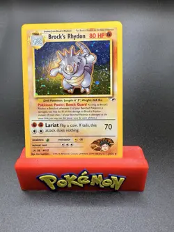 Brock's Rhydon 2/132 Swirl Gym Heroes Holo Unlimited Rare Pokemon TCG LP/NM - Image 1