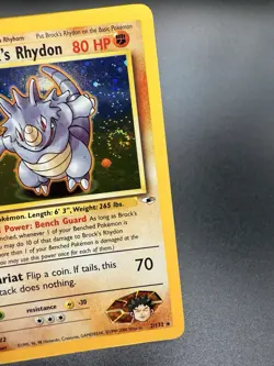Brock's Rhydon 2/132 Swirl Gym Heroes Holo Unlimited Rare Pokemon TCG LP/NM - Image 2