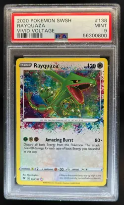 2020 Pokemon SWSH Vivid Voltage Rayquaza Amazing Rare #138/185 PSA 9 - Image 1