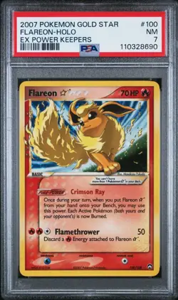 2007 POKEMON EX POWER KEEPERS GOLD STAR #100 FLAREON-HOLO PSA 7 - Image 1