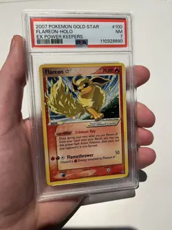 2007 POKEMON EX POWER KEEPERS GOLD STAR #100 FLAREON-HOLO PSA 7 - Image 3