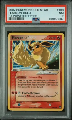 2007 POKEMON EX POWER KEEPERS GOLD STAR #100 FLAREON-HOLO PSA 7 - Image 1