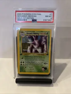 Pokemon TCG Giovanni's Nidoking Gym Challenge Holo Card 7/132 1st Edition PSA 8 - Image 1